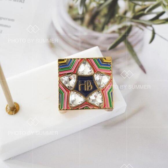 Henri Bendel Enamel Crystal Star Logo Brooch Scarf Pin - Picture 2 of 4